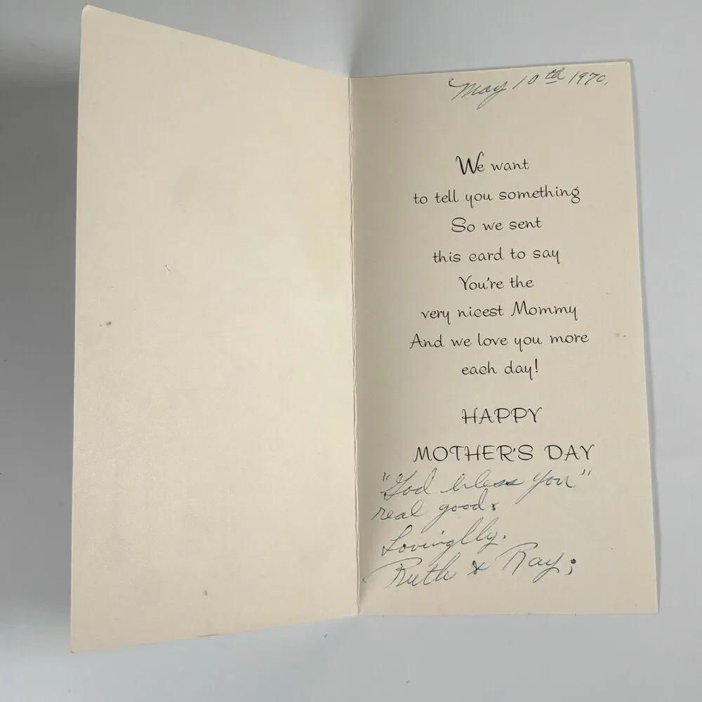 Vintage Mothers Day Card Lamb Anthropomorphic Cute Mid Century Laurel Art Decor